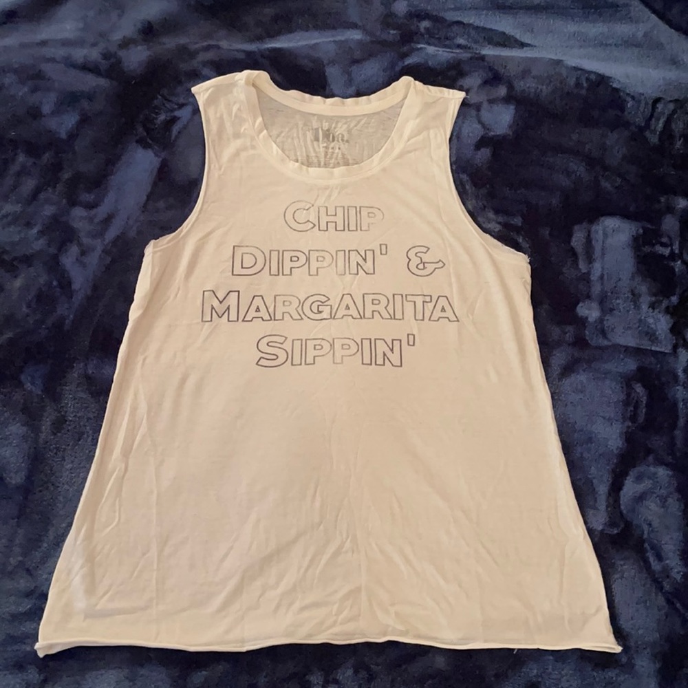 Doe & Rae White Graphic Summer Saying Muscle Tank